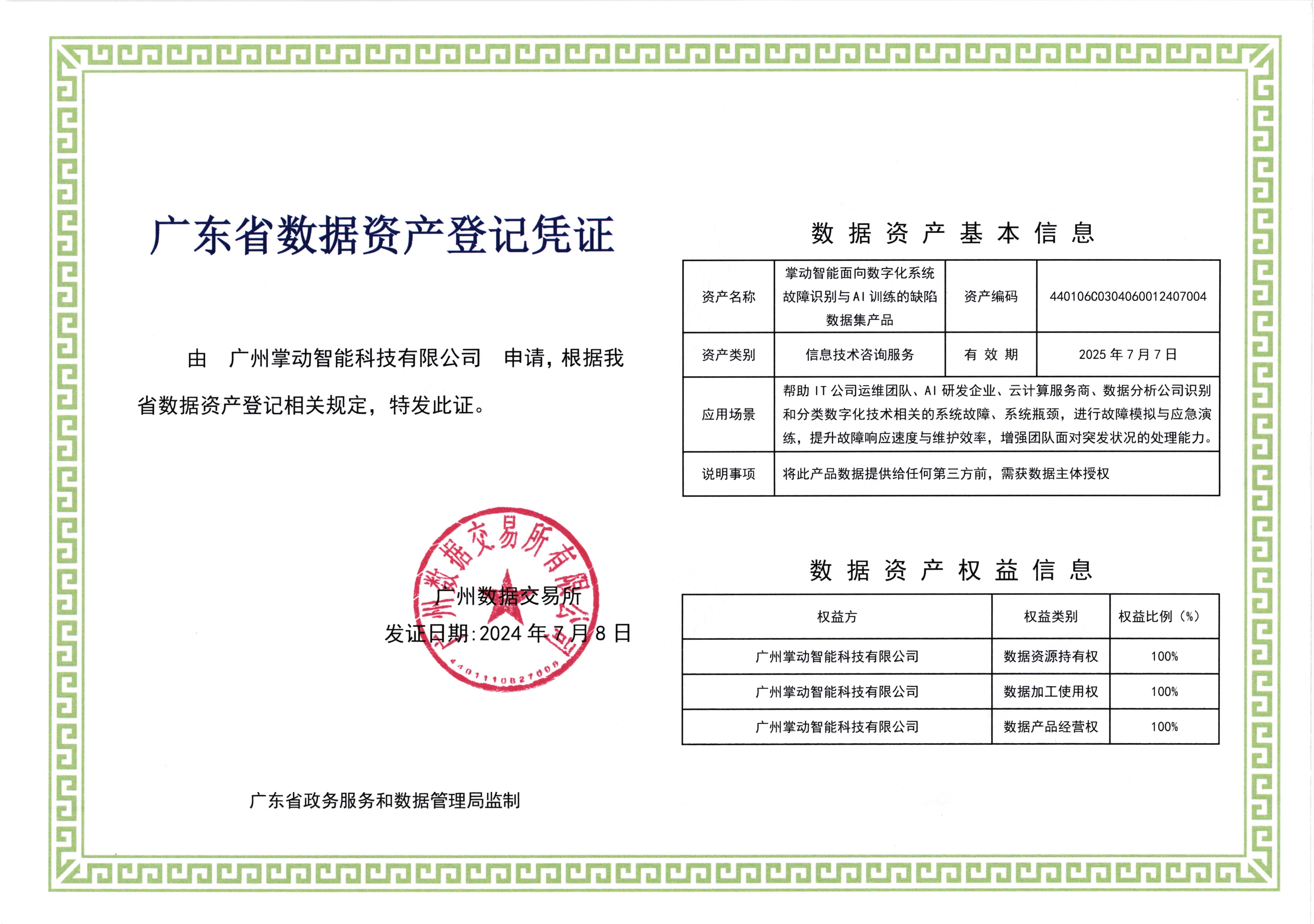掌动智能数字化系统质量数据集产品获数据资产登记凭证并上架数交所